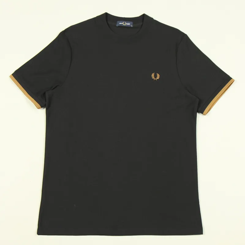 Fred Perry Tipped Cuff Pique T-Shirt - Black